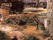 Adolph von Menzel Rear of House and Backyard Spain oil painting artist